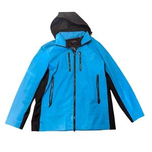 Michael Kors Windbreaker Jacket Men's Blue / Black Hooded Armpit Vent Size XL